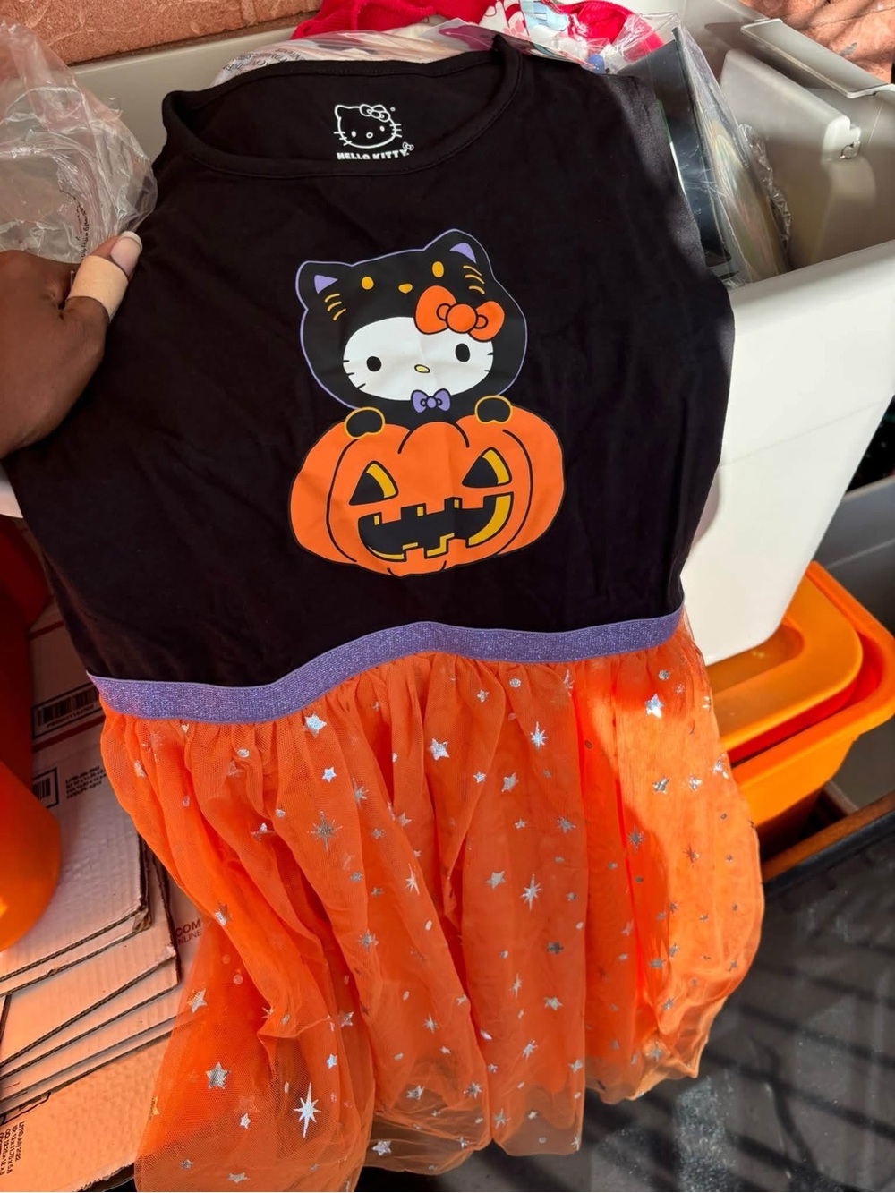 Hello Kitty Black & Orange Pumpkin Tulle Halloween Dress